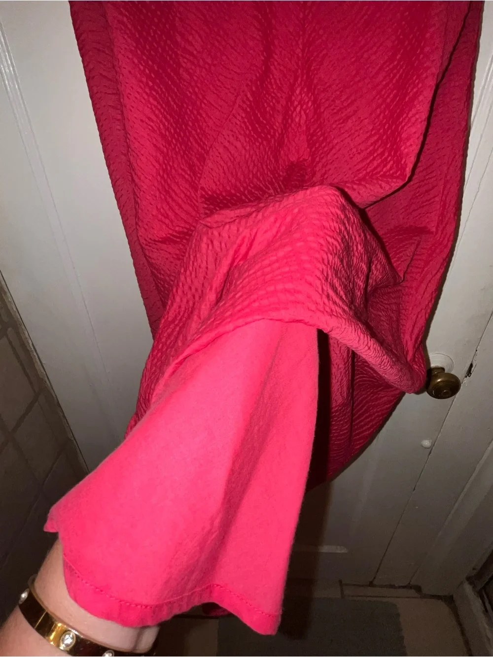 J. Crew Red Strapless Textured Seersucker 100% Cotton Dress